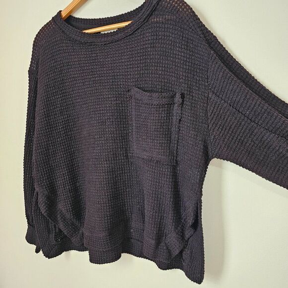 EUC UMGEE BLACK KNIT BOATNECK LOOSE FITTING SWEATER TOP LONGSLEEVES SIZE SMALL - Picture 3 of 16